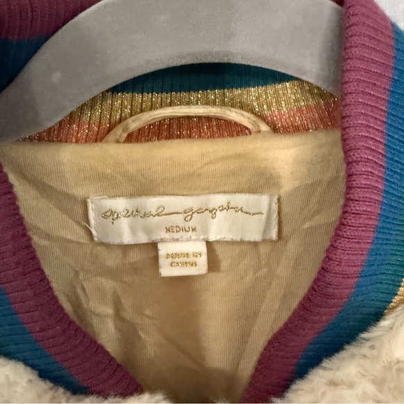 Spiritual Gangster SG Furry Bomber Jacket Rainbow Size Medium Faux Fur Boho - Picture 6 of 8